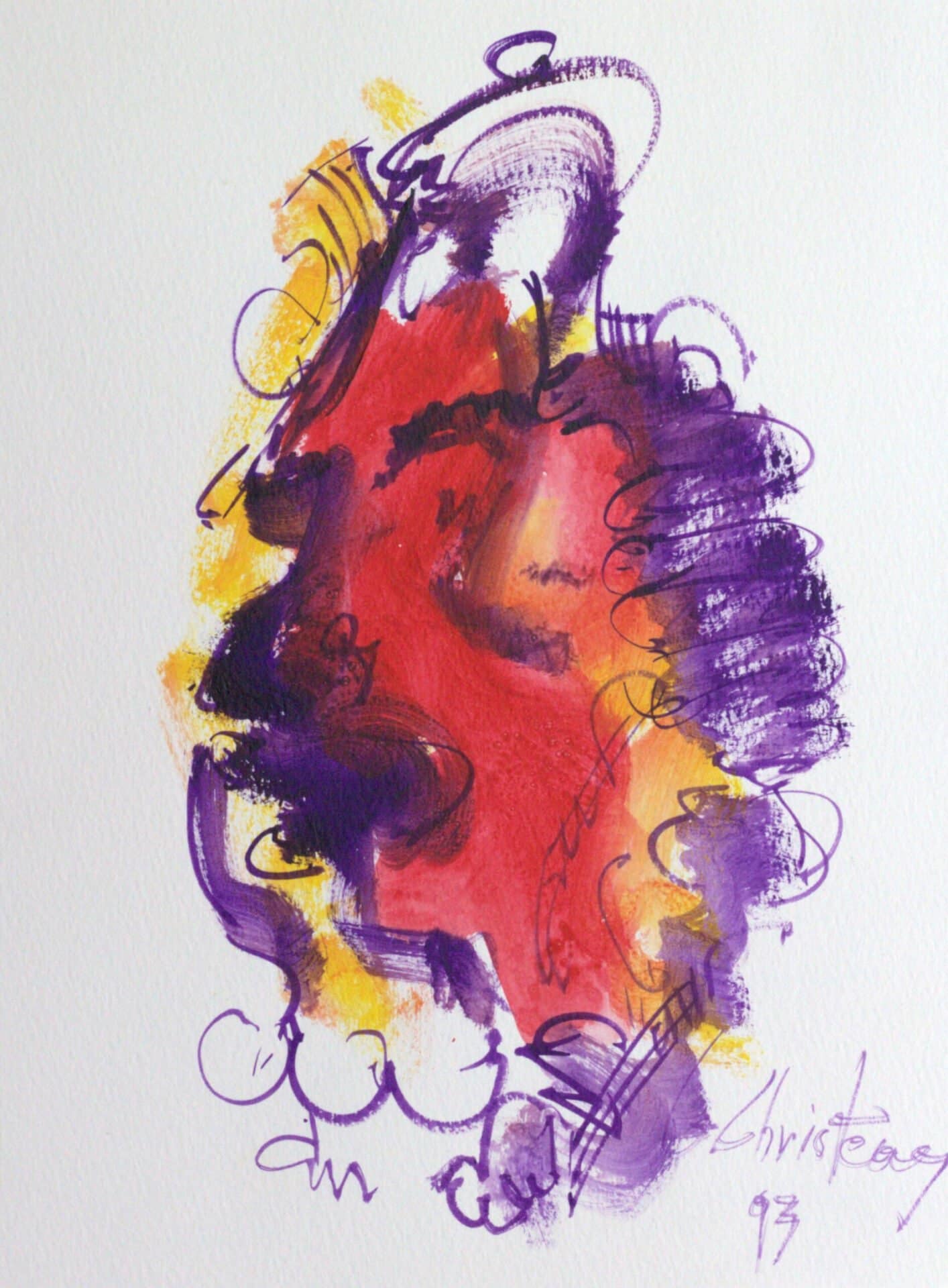Double Dragon original abstract painting from Up the Moon Series by Gregory Christeas