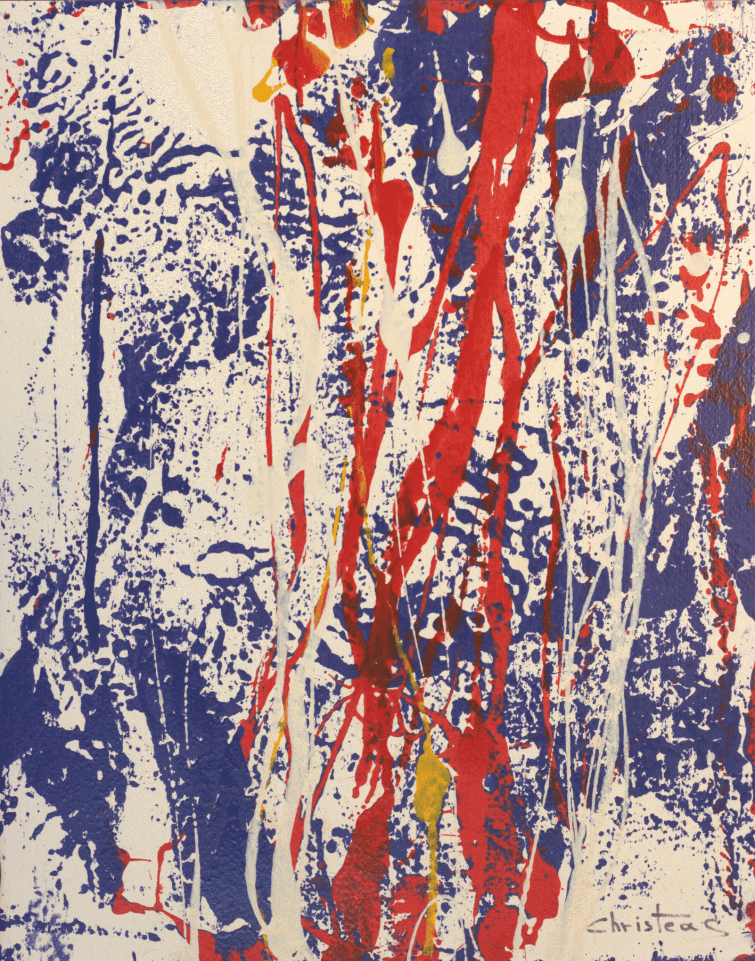 Reverse side original abstract painting of Parthenon Impressions 56 by Gregory Christeas