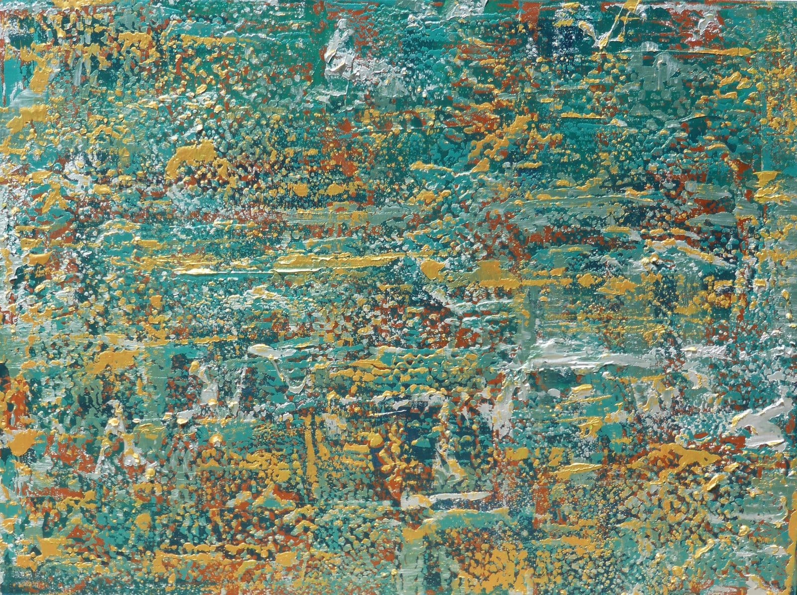 Mitsi’s Eyes original abstract painting by Gregory Christeas in green, gray, blue and gold